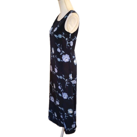 Y2K Dress Navy Blue Floral Roses Sleeveless Medium Grunge Whimisgoth Fairy USA - Picture 4 of 8